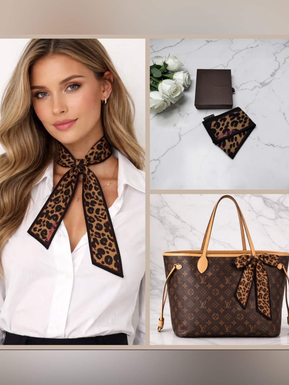 LV Louis Vuitton Stephen Sprouse Leopard Print Silk Bandeau Scarf Authentic